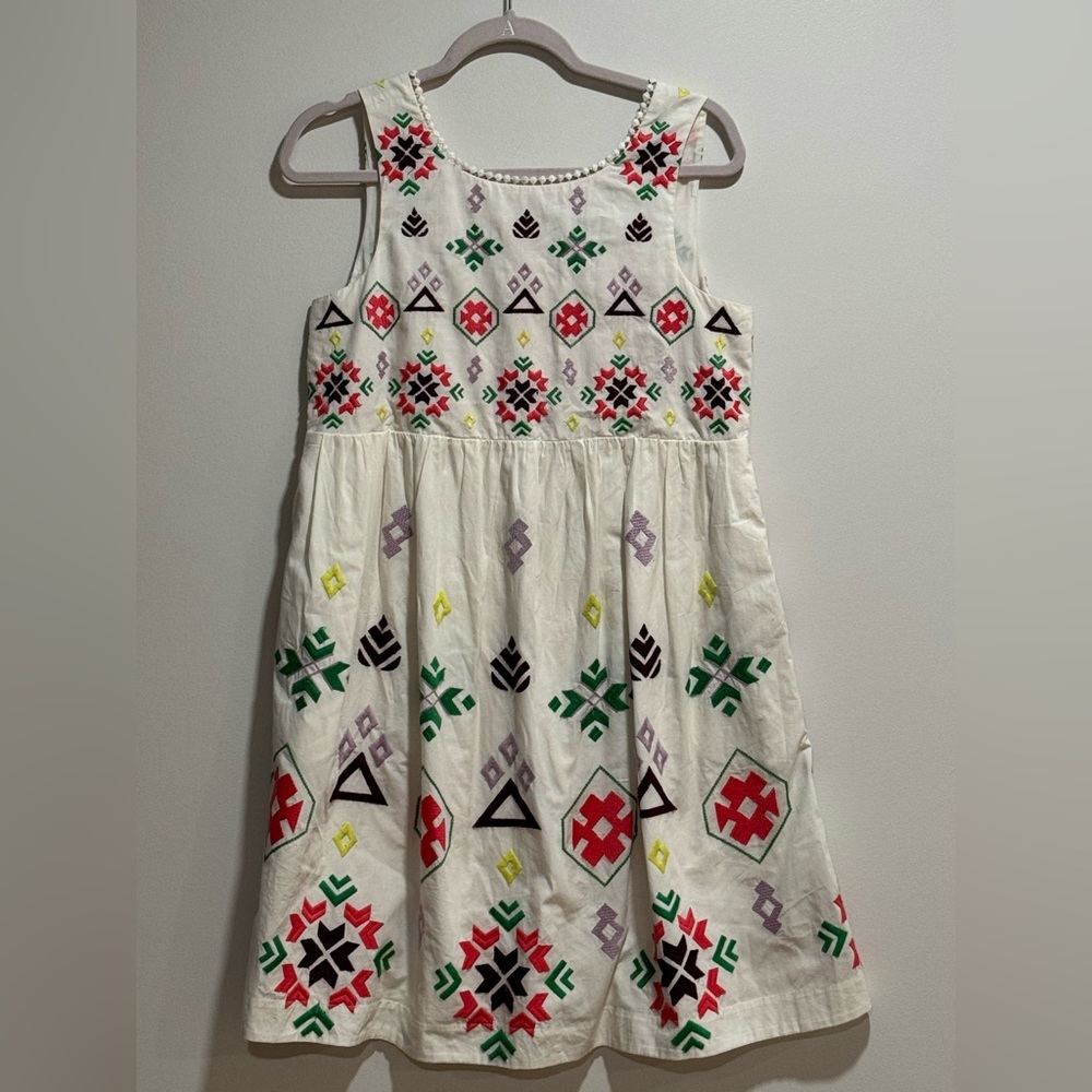Anthropologie SmallP Dolly White Embroidered Bohemian Cotton Dress